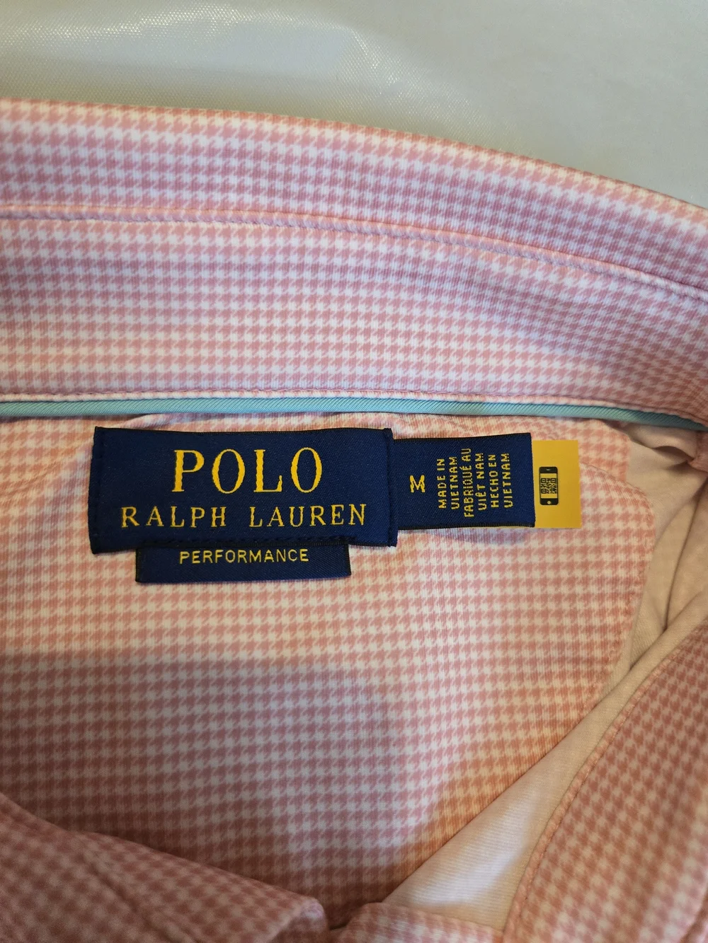 Polo Ralph Lauren Performance Men’s Pink Houndstooth Polo Shirt Size M